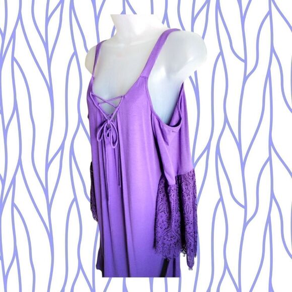 DRESS  Cut out SHOULDER MIDI COLLEN LOPEZ  Purple Large NEVER WORN - Picture 2 of 12
